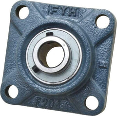 Value Collection - 3/4" ID, 3-3/8" OAW x 3-3/8" OAL x 3-3/8" OAH 4-Bolt High Temperature Flange Bearing - 1,650 Lb Static Cap, 2,830 Lb Dyn Cap, 2-1/2" Btw Mnt Hole Ctrs, 19/32" Base-to-Ctr Ht, Cast Iron - USA Tool & Supply