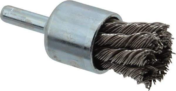 Anderson - 3/4" Brush Diam, Knotted, End Brush - 1/4" Diam Shank, 22,000 Max RPM - USA Tool & Supply