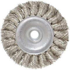 Anderson - 3" OD, 1/2" Arbor Hole, Knotted Stainless Steel Wheel Brush - 3/8" Face Width, 5/8" Trim Length, 0.014" Filament Diam, 25,000 RPM - USA Tool & Supply