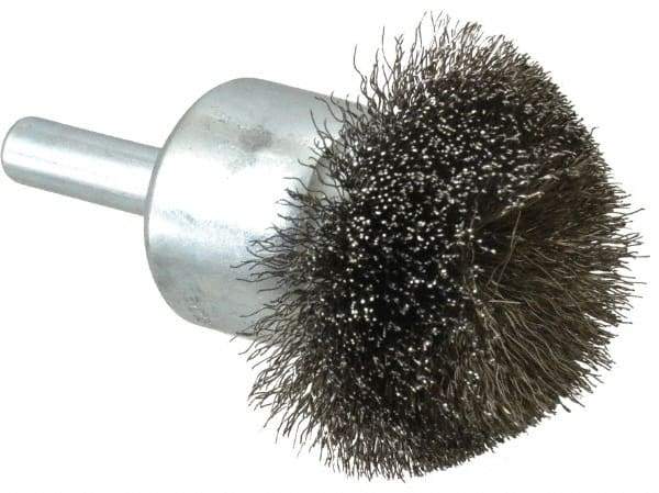 Anderson - 1-1/2" Brush Diam, Crimped, Flared End Brush - 1/4" Diam Shank, 20,000 Max RPM - USA Tool & Supply