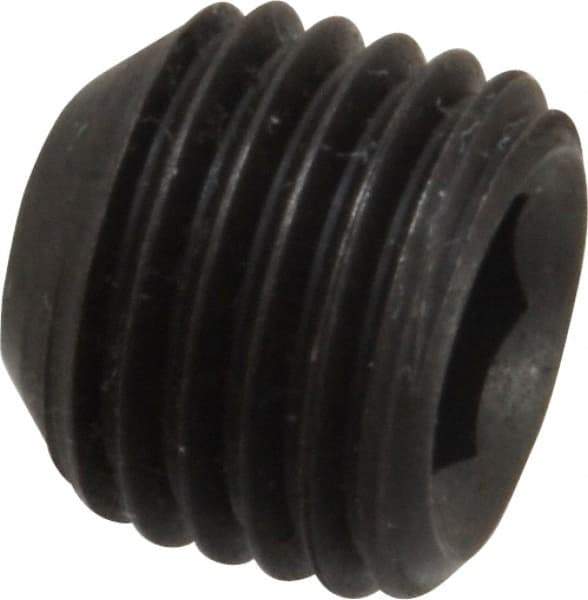 Value Collection - 7/16-20 UNF, 3/8" OAL, Cup Point Set Screw - Grade 8 Alloy Steel, 7/32" Key - USA Tool & Supply