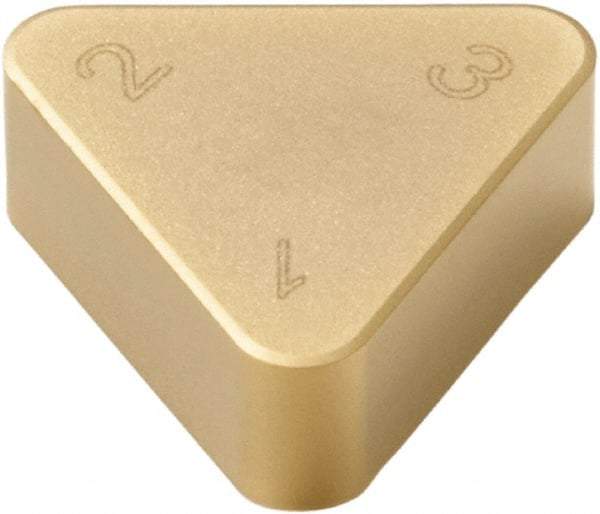 Seco - TNMN222 Grade CBN300P PCBN Turning Insert - TiAlN/TiN Finish, 60° Triangle, 1/4" Inscr Circle, 1/8" Thick, 1/32" Corner Radius - USA Tool & Supply