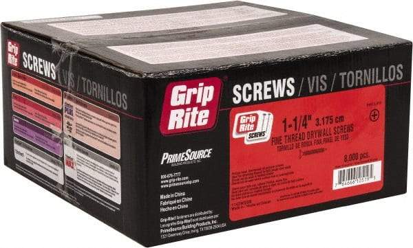 Value Collection - #6, 1-1/4" OAL, Phillips Drive Bugle Head, Steel Drywall Screws - Black Phosphate Finish, Grade 1018 - USA Tool & Supply