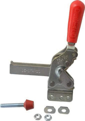 De-Sta-Co - 1,000 Lb Holding Capacity, Vertical Handle, Manual Hold Down Toggle Clamp - 64° Handle Movement, 76° Bar Opening, U-Bar, Straight Base, Electro-Plated Zinc, Carbon Steel - USA Tool & Supply