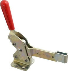 De-Sta-Co - 1,400 Lb Holding Capacity, Vertical Handle, Manual Hold Down Toggle Clamp - 66° Handle Movement, 78° Bar Opening, Solid Bar, Flanged Base, Electro-Plated Zinc, Carbon Steel - USA Tool & Supply