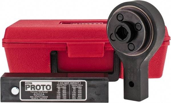 Proto - 3/4" Output Drive, 750 Ft/Lb Max Output, Single Stage Torque Wrench Multiplier - 3.3:1 Gear Ratio, 3.33:1 Effective Multiplier Ratio, 3.1" Head Thickness - USA Tool & Supply