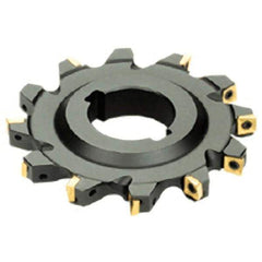 Iscar - Arbor Hole Connection, 0.6299" Cutting Width, 1.9685" Depth of Cut, 160mm Cutter Diam, 1.5748" Hole Diam, 7 Tooth Indexable Slotting Cutter - SDN Toolholder, Q/XPMT Insert - USA Tool & Supply