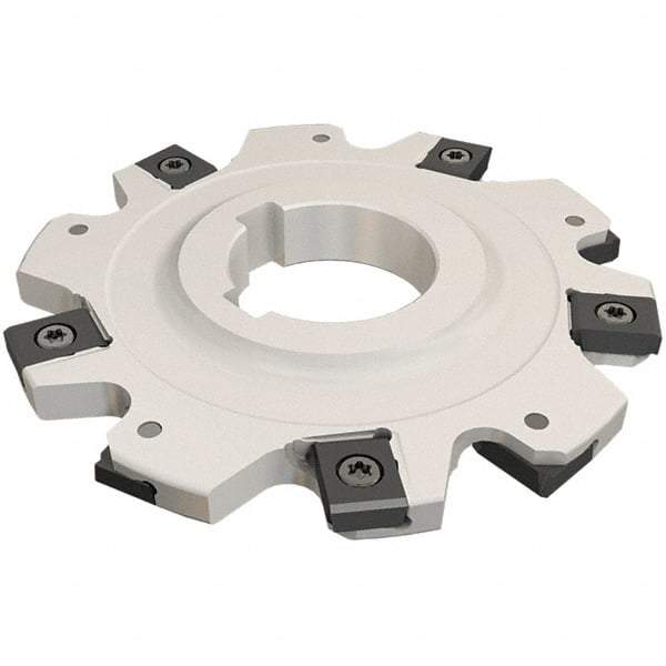 Iscar - Arbor Hole Connection, 0.6693" Depth of Cut, 80mm Cutter Diam, 1-1/16" Hole Diam, 8 Tooth Indexable Slotting Cutter - SDN-LN12 Toolholder, LNET Insert - USA Tool & Supply