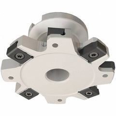 Iscar - Shell Mount B Connection, 3/8" Cutting Width, 1.07" Depth of Cut, 4" Cutter Diam, 1" Hole Diam, 10 Tooth Indexable Slotting Cutter - FDN-LN12 Toolholder, LNET Insert - USA Tool & Supply