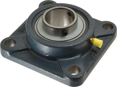 Value Collection - 1-1/4" ID, 4-1/4" OAW x 4-1/4" OAL x 4-1/4" OAH 4-Bolt High Temperature Flange Bearing - 2,500 Lb Static Cap, 4,300 Lb Dyn Cap, 3-1/4" Btw Mnt Hole Ctrs, 45/64" Base-to-Ctr Ht, Cast Iron - USA Tool & Supply