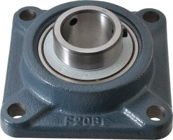 Value Collection - 1-1/2" ID, 5-1/8" OAW x 5-1/8" OAL x 5-1/8" OAH 4-Bolt High Temperature Flange Bearing - 4,000 Lb Static Cap, 6,400 Lb Dyn Cap, 4" Btw Mnt Hole Ctrs, 53/64" Base-to-Ctr Ht, Cast Iron - USA Tool & Supply