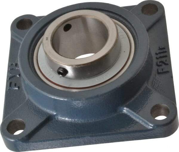 Value Collection - 2" ID, 6-3/8" OAW x 6-3/8" OAL x 6-3/8" OAH 4-Bolt High Temperature Flange Bearing - 6,470 Lb Static Cap, 9,550 Lb Dyn Cap, 5-1/8" Btw Mnt Hole Ctrs, 63/64" Base-to-Ctr Ht, Cast Iron - USA Tool & Supply