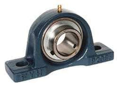 Value Collection - 1-1/4" ID, 3-21/32" OAW x 6-9/16" OAL x 3-21/32" OAH High Temperature Ball Bearing Pillow Block - 3,400 Lb Static Cap, 5,650 Lb Dyn Cap, 5" Btw Mnt Hole Ctrs, 1-7/8" Base-to-Ctr Ht, Cast Iron - USA Tool & Supply