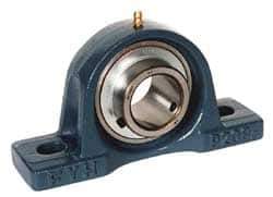 Value Collection - 1-1/8" ID, 3-5/16" OAW x 6-1/2" OAL x 3-5/16" OAH High Temperature Ball Bearing Pillow Block - 2,500 Lb Static Cap, 4,300 Lb Dyn Cap, 4-3/4" Btw Mnt Hole Ctrs, 1-11/16" Base-to-Ctr Ht, Cast Iron - USA Tool & Supply