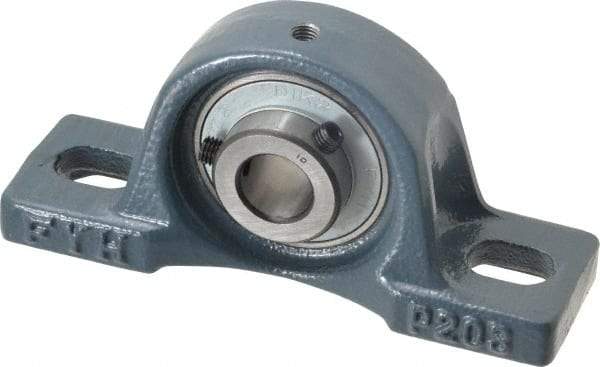 Value Collection - 5/8" ID, 2-3/8" OAW x 5" OAL x 2-3/8" OAH High Temperature Ball Bearing Pillow Block - 1,650 Lb Static Cap, 2,830 Lb Dyn Cap, 3-3/4" Btw Mnt Hole Ctrs, 1-3/16" Base-to-Ctr Ht, Cast Iron - USA Tool & Supply