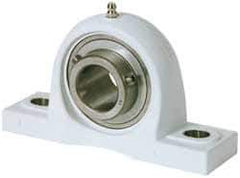 Value Collection - 1-7/16" ID, 42.9mm OAL x 3-23/32" OAH Pillow Block - 3,462 Lb Static Cap, 5,777 Lb Dyn Cap, 5" Btw Mnt Hole Ctrs, SS Thermoplastic - USA Tool & Supply