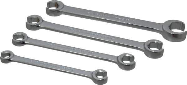 Blackhawk by Proto - 4 Piece, 3/8" x 7/16" to 3/4" x 1", Flare Nut Wrench Set - Inch Measurement Standard, Full Polish Finish, Comes in Vinyl Roll - USA Tool & Supply