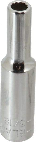 Blackhawk by Proto - 3/16", 1/4" Drive, Deep Hand Socket - 12 Points, 2" OAL, Chrome Finish - USA Tool & Supply