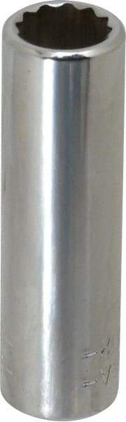 Blackhawk by Proto - 3/8", 1/4" Drive, Deep Hand Socket - 12 Points, 2" OAL, Chrome Finish - USA Tool & Supply