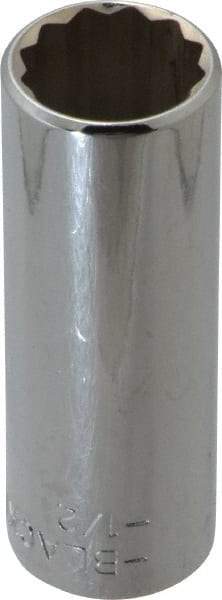 Blackhawk by Proto - 1/2", 1/4" Drive, Deep Hand Socket - 12 Points, 2" OAL, Chrome Finish - USA Tool & Supply