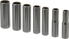 Blackhawk by Proto - 7 Piece 1/4" Drive Deep Well Socket Set - 12 Points, 1/4" to 1/2" Range, Inch Measurement Standard - USA Tool & Supply