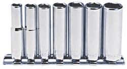 Blackhawk by Proto - 7 Piece 1/4" Drive Deep Well Socket Set - 6 Points, 1/4" to 1/2" Range, Inch Measurement Standard - USA Tool & Supply