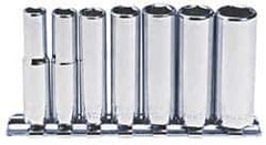 Blackhawk by Proto - 7 Piece 1/4" Drive Deep Well Socket Set - 6 Points, 1/4" to 1/2" Range, Inch Measurement Standard - USA Tool & Supply