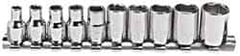 Blackhawk by Proto - 10 Piece 1/4" Drive Socket Set - 6 Points, 5/32" to 1/2" Range, Inch Measurement Standard - USA Tool & Supply