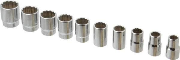 Blackhawk by Proto - 10 Piece 1/2" Drive Socket Set - 12 Points, 7/16" to 1" Range, Inch Measurement Standard - USA Tool & Supply