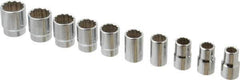 Blackhawk by Proto - 10 Piece 1/2" Drive Socket Set - 12 Points, 7/16" to 1" Range, Inch Measurement Standard - USA Tool & Supply