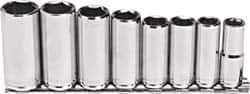 Blackhawk by Proto - 8 Piece 3/8" Drive Deep Well Socket Set - 6 Points, 10mm to 19mm Range, Metric Measurement Standard - USA Tool & Supply