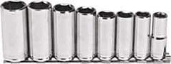 Blackhawk by Proto - 8 Piece 3/8" Drive Deep Well Socket Set - 6 Points, 10mm to 19mm Range, Metric Measurement Standard - USA Tool & Supply