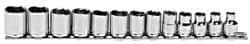 Blackhawk by Proto - 13 Piece 3/8" Drive Socket Set - 6 Points, 7mm to 19mm Range, Metric Measurement Standard - USA Tool & Supply
