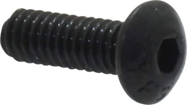 Value Collection - #8-32 UNC Hex Socket Drive, Button Screw - Alloy Steel, Black Oxide Finish, Fully Threaded, 1/2" Length Under Head - USA Tool & Supply