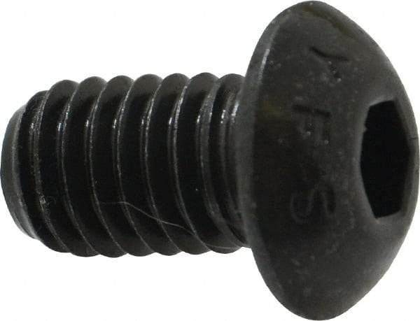 Value Collection - 3/8-16 UNC Hex Socket Drive, Button Screw - Alloy Steel, Black Oxide Finish, Fully Threaded, 5/8" Length Under Head - USA Tool & Supply