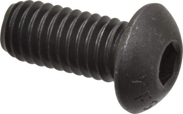 Value Collection - 3/8-16 UNC Hex Socket Drive, Button Screw - Alloy Steel, Black Oxide Finish, Fully Threaded, 7/8" Length Under Head - USA Tool & Supply