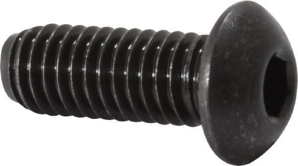 Value Collection - 3/8-16 UNC Hex Socket Drive, Button Screw - Alloy Steel, Black Oxide Finish, Fully Threaded, 1" Length Under Head - USA Tool & Supply