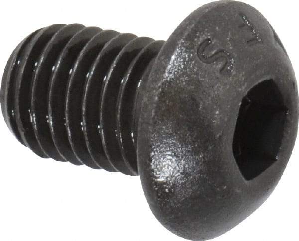 Value Collection - 1/4-28 UNF Hex Socket Drive, Button Screw - Alloy Steel, Black Oxide Finish, Fully Threaded, 3/8" Length Under Head - USA Tool & Supply