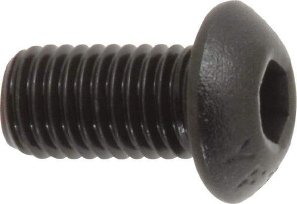 Value Collection - 1/4-28 UNF Hex Socket Drive, Button Screw - Alloy Steel, Black Oxide Finish, Fully Threaded, 1/2" Length Under Head - USA Tool & Supply