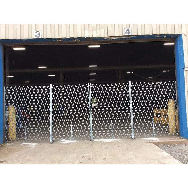 Illinois Engineered Products - 7' High Bi-Parting Folding Gates - Galvanized Steel, Silver - USA Tool & Supply