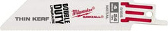 Milwaukee Tool - 4" Long x 3/4" Thick, Steel Reciprocating Saw Blade - Straight Profile, 24 TPI, Toothed Edge, Universal Shank - USA Tool & Supply