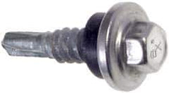 Buildex - #12-14, Hex Washer Head, Hex Drive, 1-1/2" Length Under Head, #2 Point, Self Drilling Screw - Stainless Steel Head, Steel Body - USA Tool & Supply