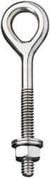 Ronstan - 1/4-20, Electropolished Finish, Stainless Steel Forged Eye Bolt - 2" Thread Length, 11.91mm ID x 33mm OD, 5" Shank Length - USA Tool & Supply