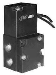 ARO/Ingersoll-Rand - 1/8", 4-Way Body Ported Stacking Solenoid Valve without Speed Control - 12 VDC, 0.2 CV Rate, 2.4" High - USA Tool & Supply