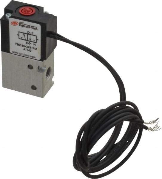 ARO/Ingersoll-Rand - 1/8", 3-Way Body Ported Stacking Solenoid Valve - 24 VDC, 0.2 CV Rate, 2.4" High - USA Tool & Supply