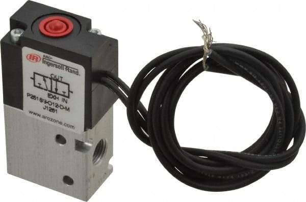 ARO/Ingersoll-Rand - 1/8", 3-Way Body Ported Stacking Solenoid Valve - 12 VDC, 0.2 CV Rate, 2.4" High - USA Tool & Supply