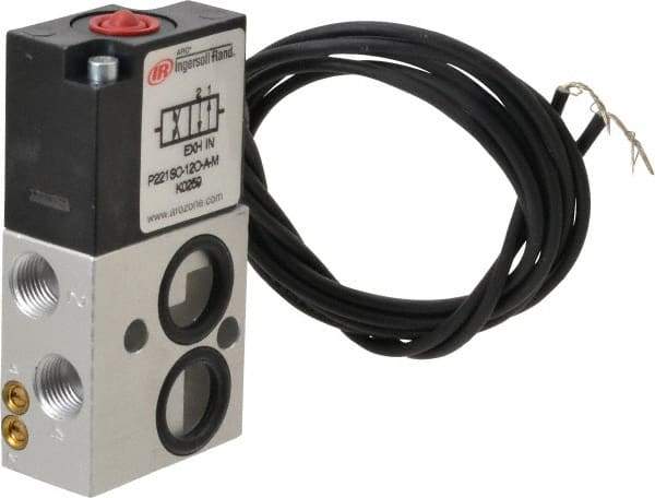 ARO/Ingersoll-Rand - 1/8", 4-Way Stacking Solenoid Valve with Speed Control - 120 VAC, 0.2 CV Rate, 2.4" High - USA Tool & Supply