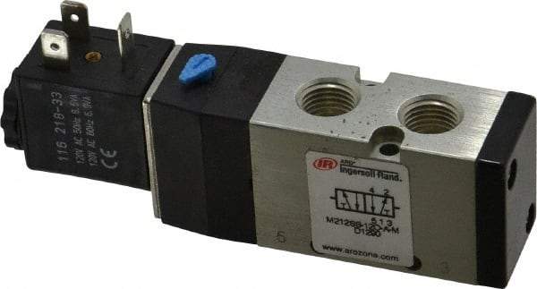 ARO/Ingersoll-Rand - 1/4", 4-Way 2-Position Maxair Stacking Solenoid Valve - 120 VAC, 0.7 CV Rate, 1.37" High - USA Tool & Supply