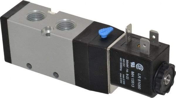 ARO/Ingersoll-Rand - 1/4", 4-Way 2-Position Maxair Stacking Solenoid Valve - 24 VDC, 0.7 CV Rate, 1.37" High - USA Tool & Supply