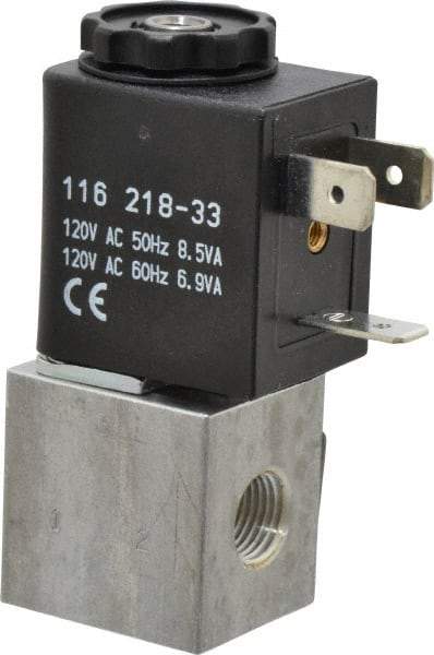 ARO/Ingersoll-Rand - 1/8", CAT Series 3-Way 2-Position Body Ported Stacking Solenoid Valve - 120 VAC, 0.062 CV Rate, 2.43" High - USA Tool & Supply
